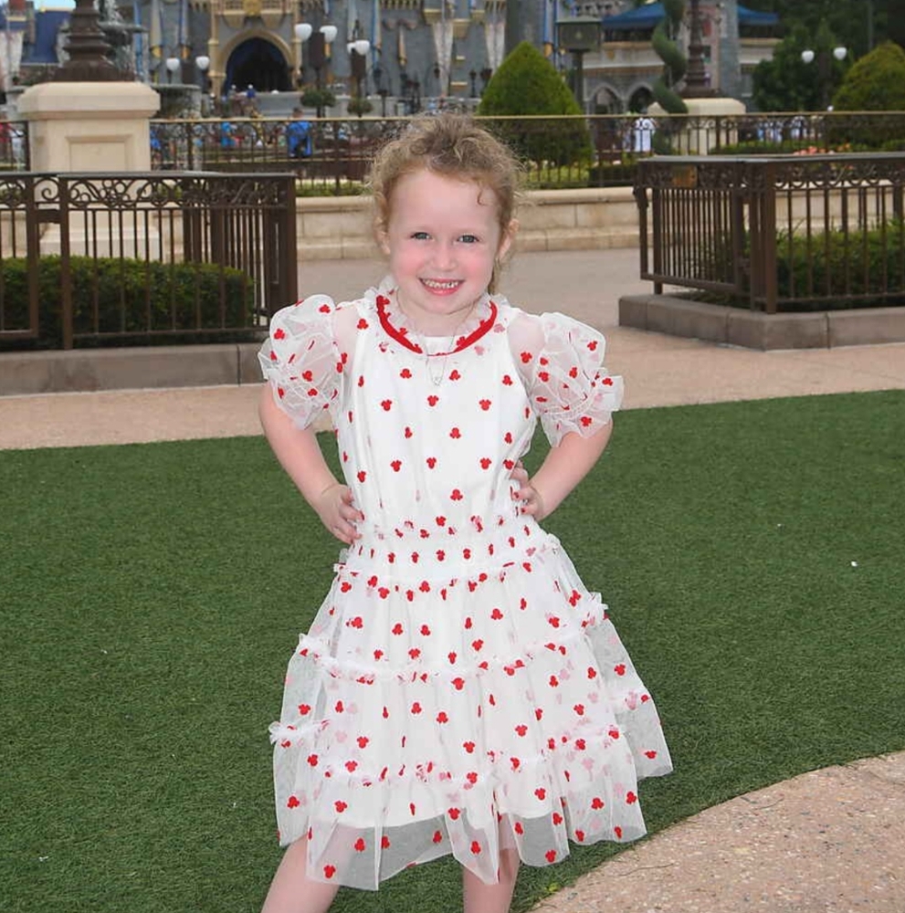 Disney Parks Minnie Mouse Girls Dress White Tulle Red Mouse Girls Size 5/6
